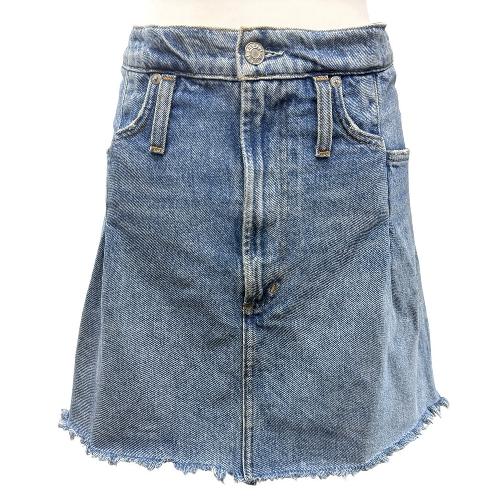 AGOLDE Denim Skirt Women Size 26 Jean Reworked‎ 90's Cutoff Light Wash Raw Hem - Picture 2 of 8